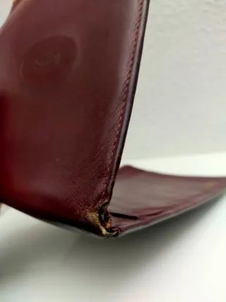 Portafoglio assegni vintage pelle marrone Cartier