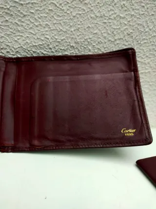 Portafoglio assegni vintage pelle marrone Cartier