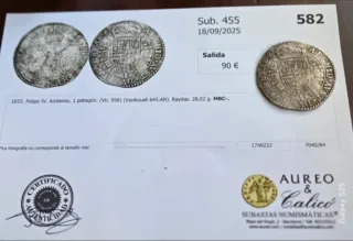 Bonita Moneda Plata Patagón Amberes 1653