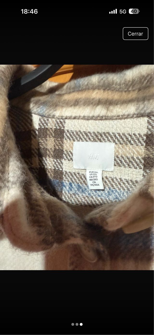 Abrigo cuadros azul y marrón