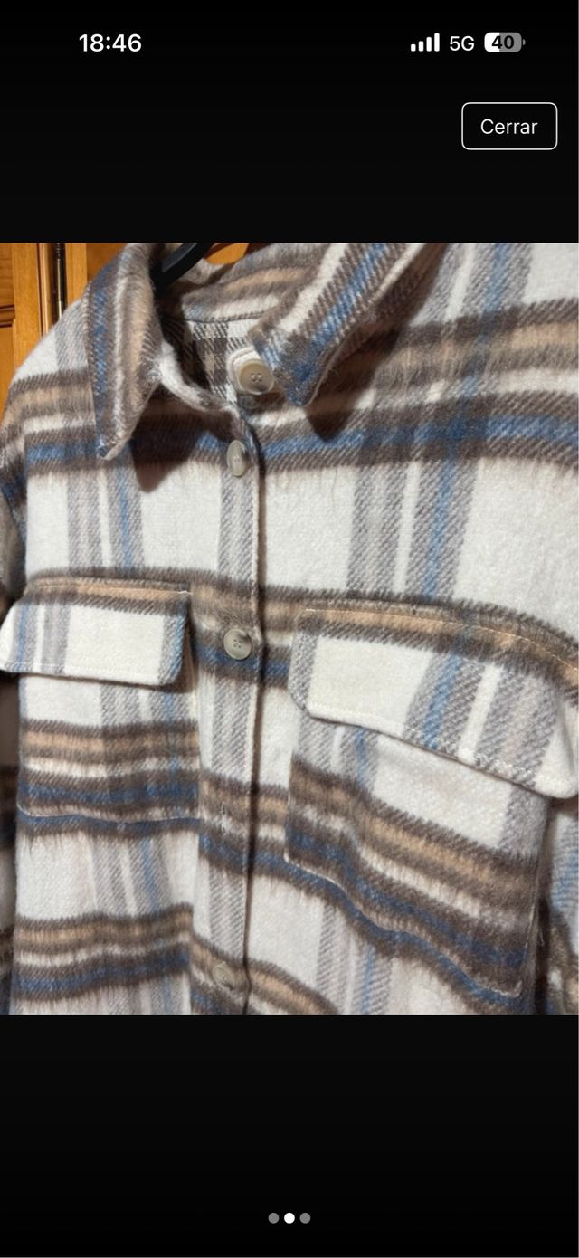 Abrigo cuadros azul y marrón