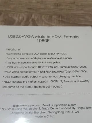 Adaptador VGA a HDMI 1080P