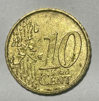 ERROR 10 Cént Euro 2001 Bélgica EXCESO DE MATERIAL