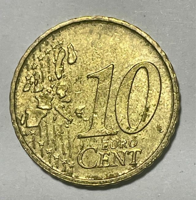 ERROR 10 Cént Euro 2001 Bélgica EXCESO DE MATERIAL