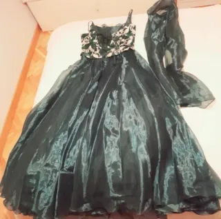 Vestido de fiesta verde con bordado