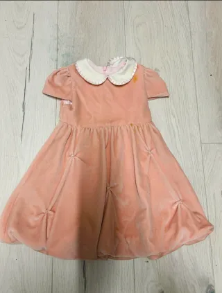 Vestito bambina velluto rosa