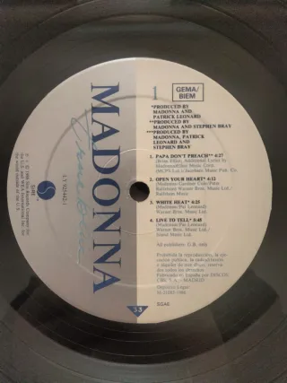 Vinilo LP Madonna - True Blue (1986)