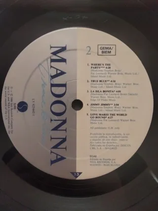 Vinilo LP Madonna - True Blue (1986)