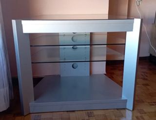 Mueble TV diseño moderno cristal y metal