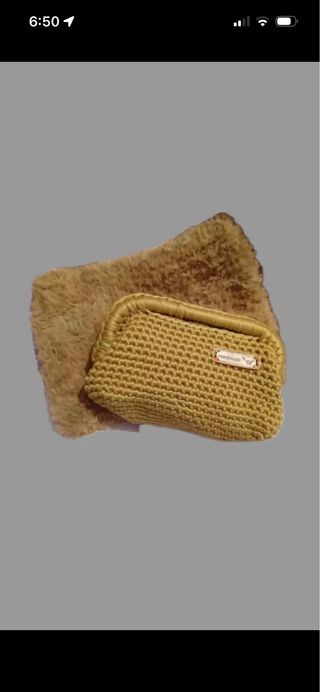 Borsa clutch + scaldacollo uncinetto fatto a mano