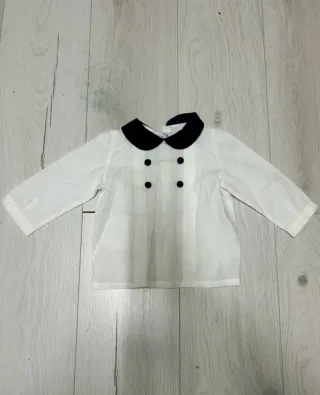 Camicia bianca bambino colletto nero