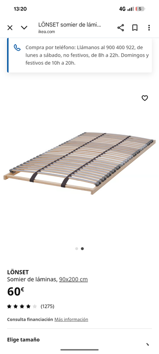 Litera KURA IKEA + Somier Lönset + 1 colchón