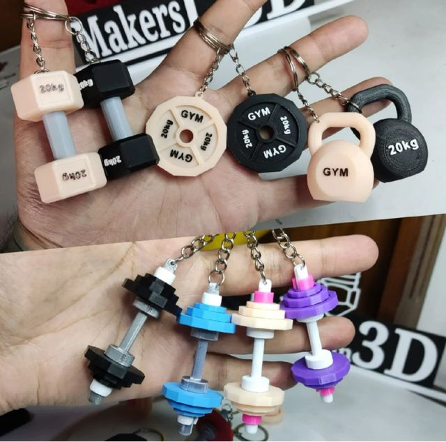 Chaveiro Fitness com Pesos e Barras