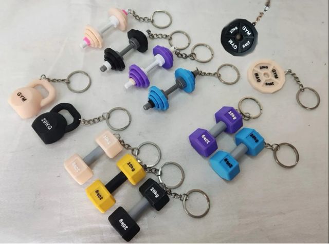 Chaveiro Fitness com Pesos e Barras