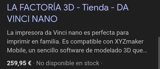 Impresora 3D da Vinci nano - XYZ Printing