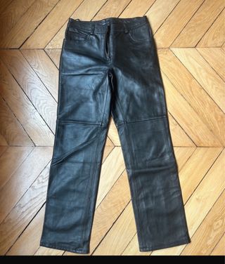 Pantalón cuero vintage negro