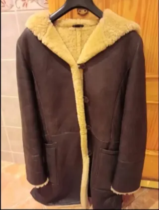 Abrigo piel y lana 100% marrón