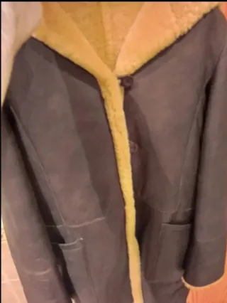 Abrigo piel y lana 100% marrón