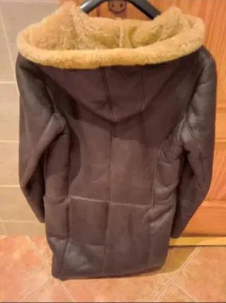 Abrigo piel y lana 100% marrón