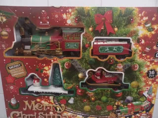 Trenino di Natale con slitta e vagoni