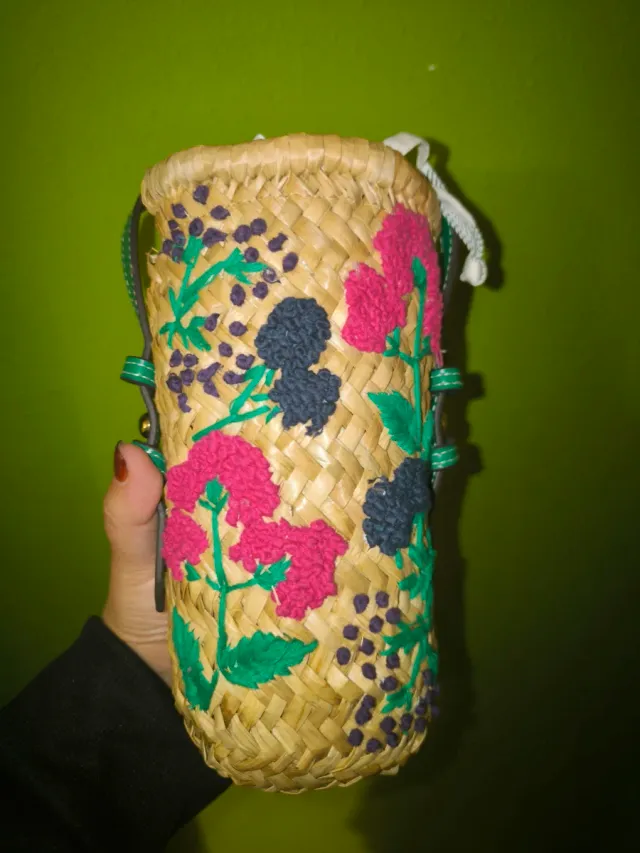 Bolso Zara tejido flores nuevo con etiqueta