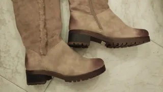 Stivali scamosciati beige/marrone Tg 41