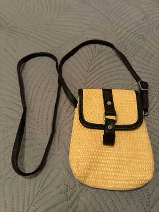 Bolso de paja y piel