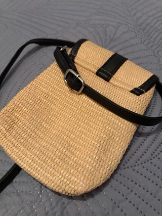 Bolso de paja y piel