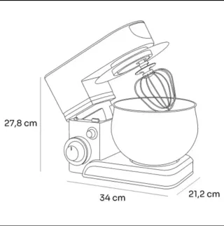 Batidora Amasadora Mellerware negra Inox 5L 1000W