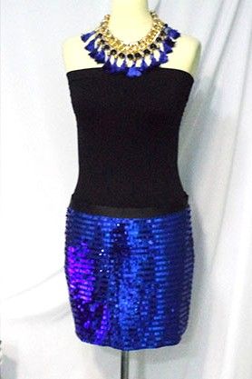 Falda de lentejuelas azul