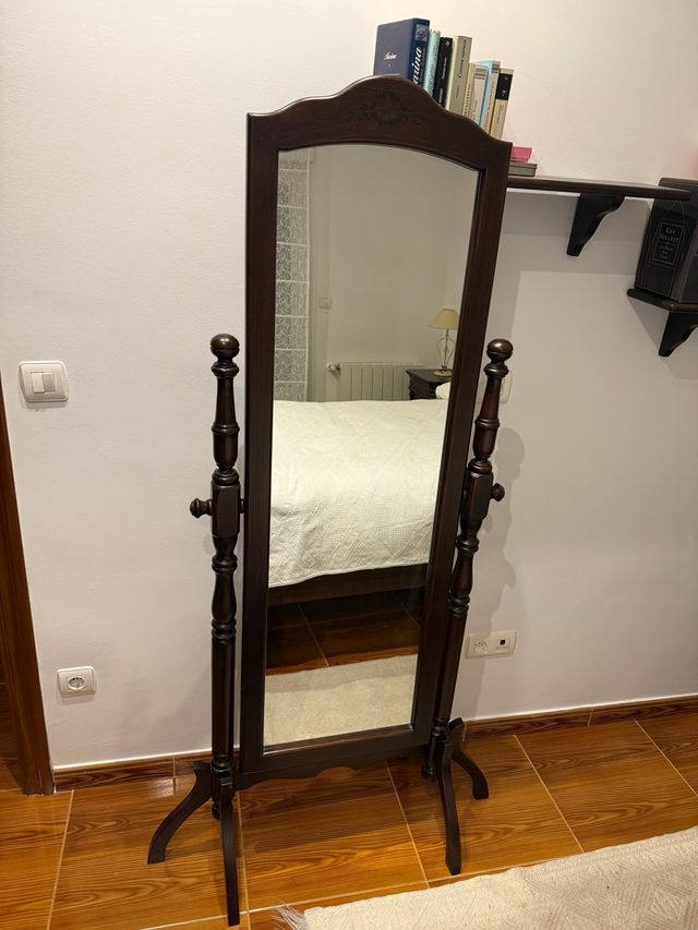 Specchio da terra vintage in legno massello