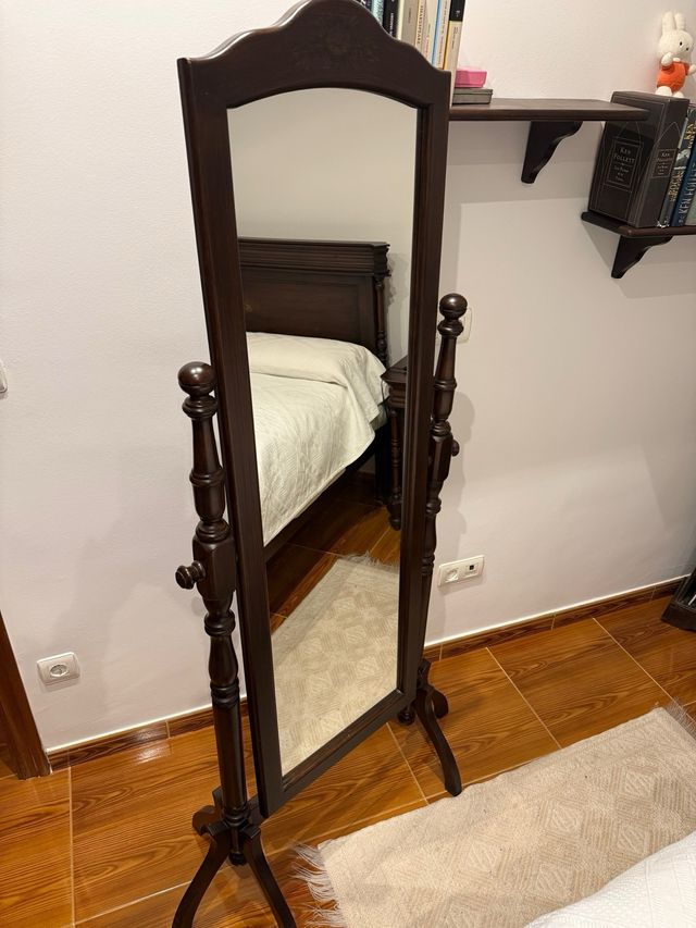 Specchio da terra vintage in legno massello