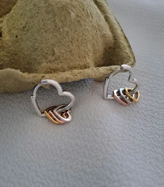 Pendientes Corazón Plata Oro Rosa