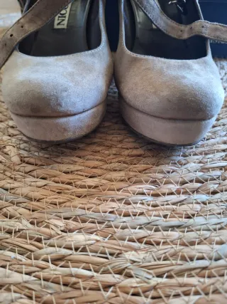 Zapatos Nicolas Talla 37 Cuña Ante Taupé