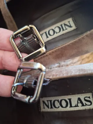 Zapatos Nicolas Talla 37 Cuña Ante Taupé