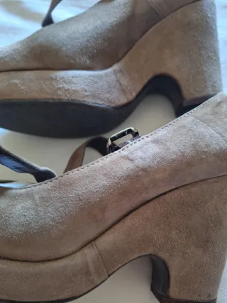 Zapatos Nicolas Talla 37 Cuña Ante Taupé