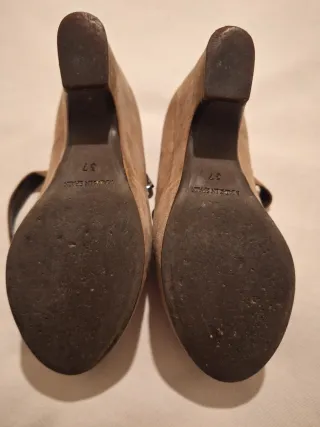 Zapatos Nicolas Talla 37 Cuña Ante Taupé