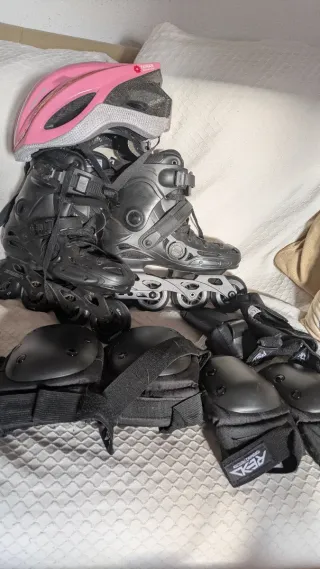 Patines en línea y protecciones talla 40