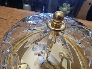 Lámpara Techo Cristal Tallado Dorado