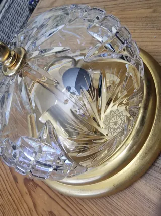 Lámpara Techo Cristal Tallado Dorado