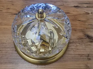 Lámpara Techo Cristal Tallado Dorado