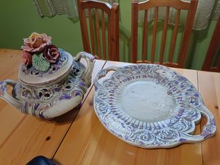 Sopera Antigua Cerámica Motivos Florales