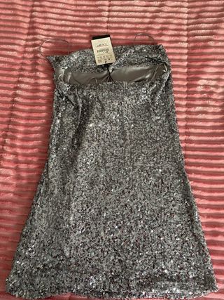 Vestido lentejuelas fiesta plateado