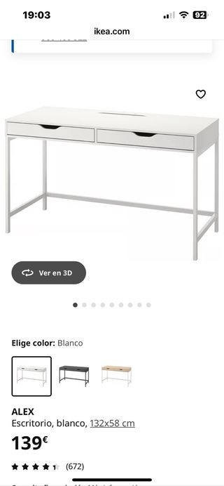 Mesa escritorio IKEA 130 cm blanca