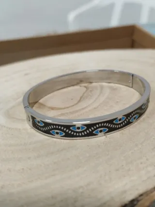 Pulsera Acero Esmaltada Ojo Turco