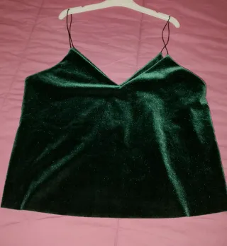 Top terciopelo verde tirantes