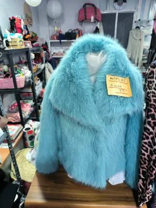 Chaqueta azul peluda talla única