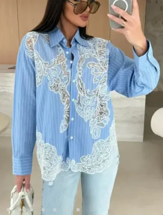 Chaqueta azul peluda talla única