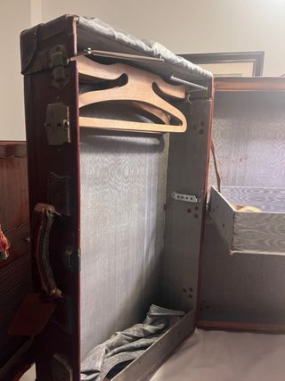 Baule valigia vintage in pelle marrone 1930