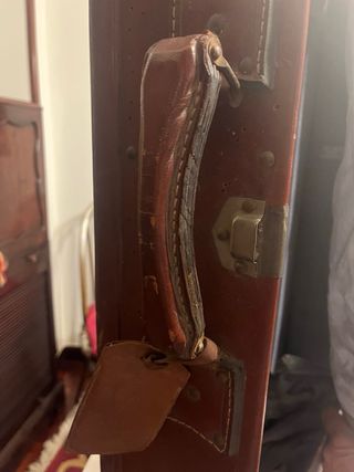 Baule valigia vintage in pelle marrone 1930